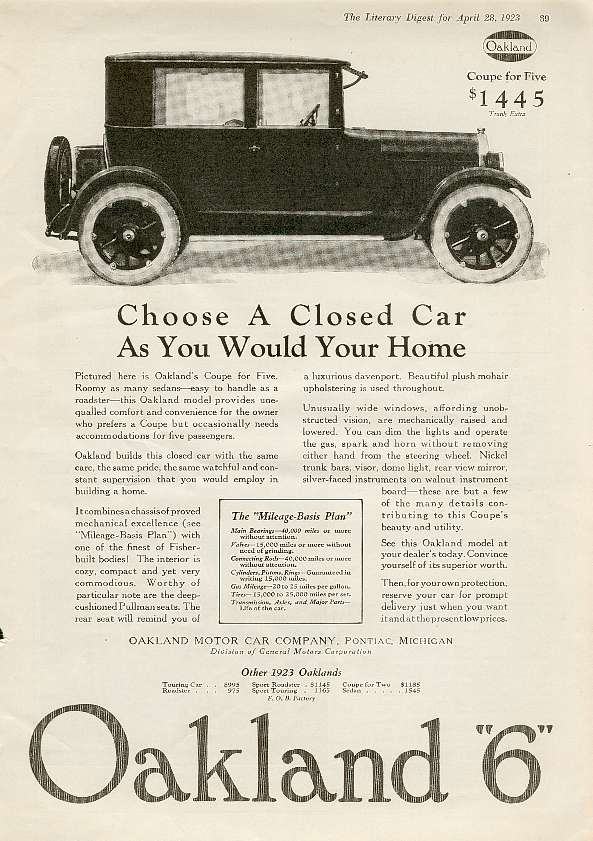 1923 Pontiac Auto Advertising